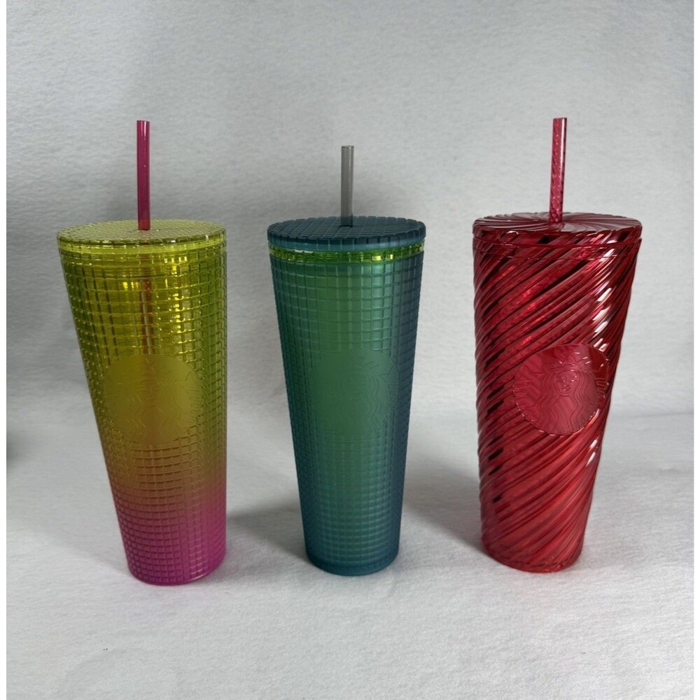 Starbucks Set Of 3 24oz Tumblers- Red, Pink, Blue